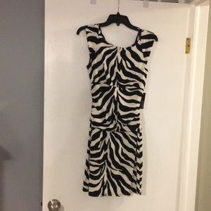Zebra print black and white cap sleeve dress